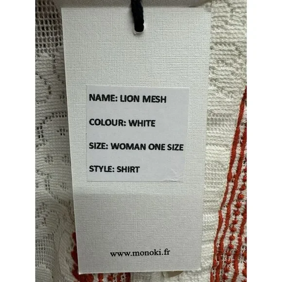 Monoki‎ Women's Off White Shirt Lion Mesh One Size NWT $810